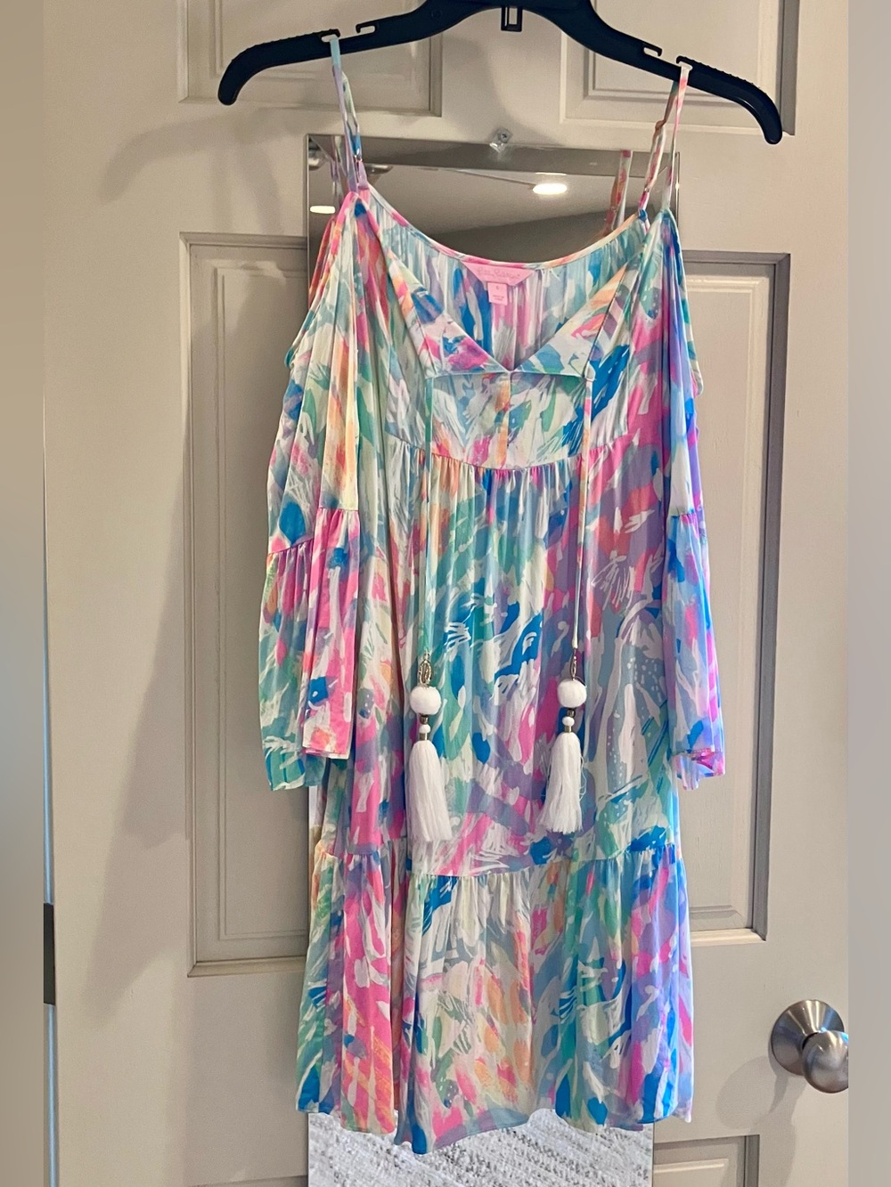 Lilly Pulitzer Multicolor Pastel Brushstroke Cold-Shoulder Dress